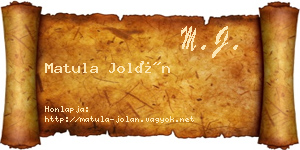 Matula Jolán névjegykártya