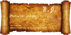 Matula Jolán névjegykártya