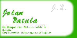 jolan matula business card